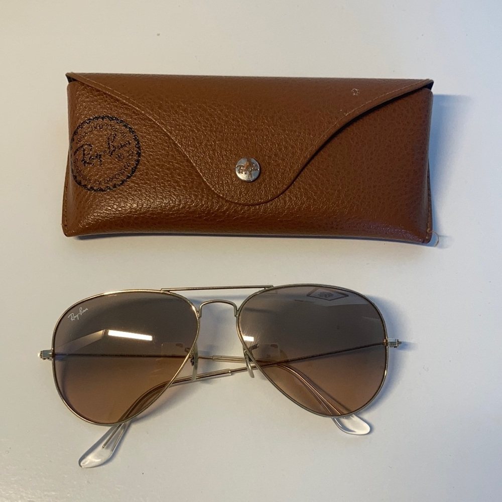 Ray Ban Aviators Brown and Gold